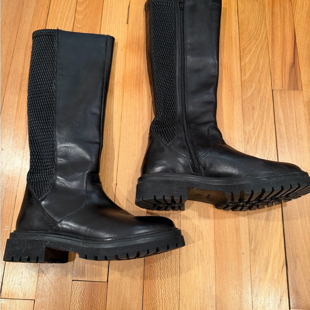 Geox Black Over-the-Knee Leather Boots